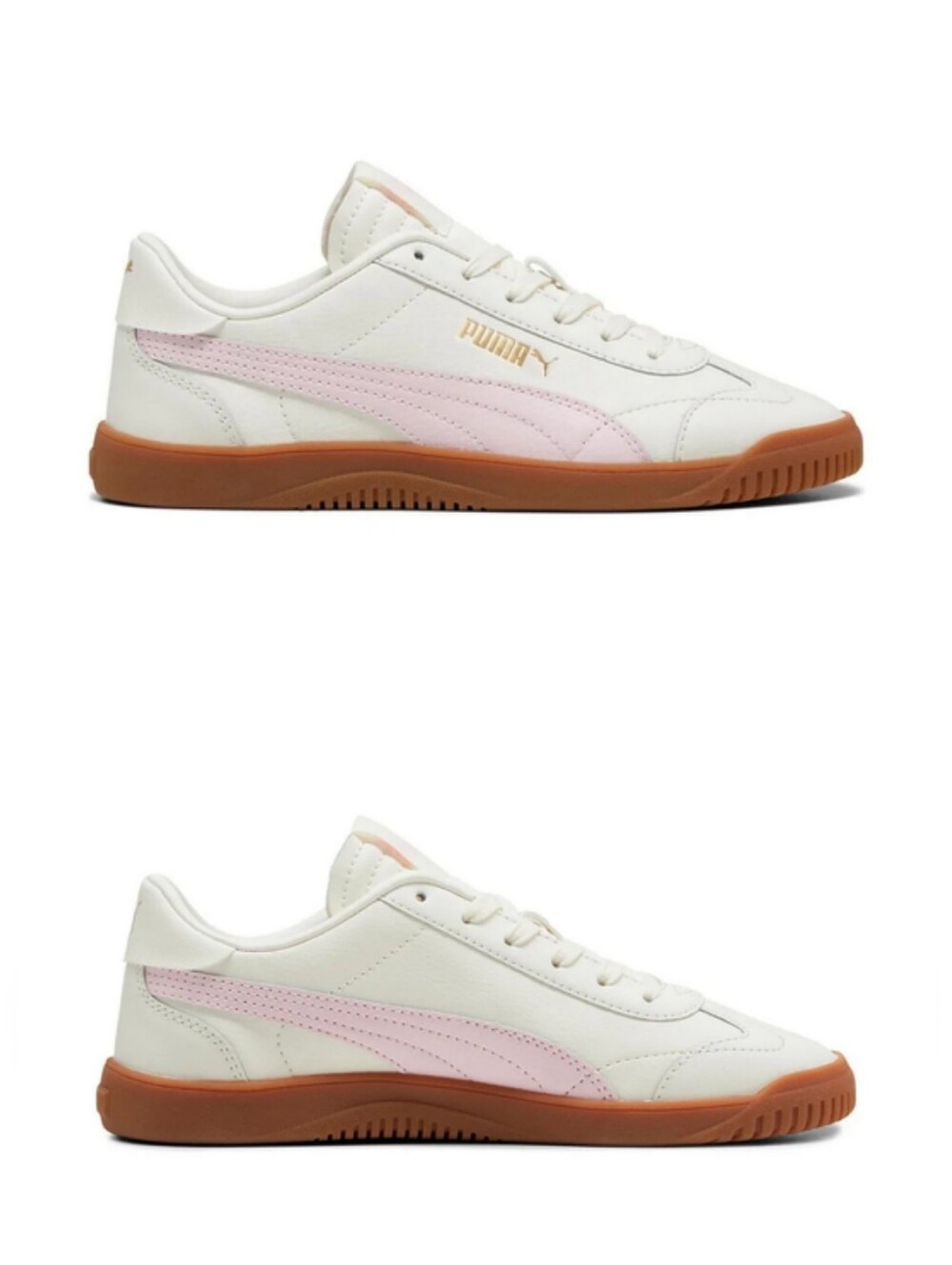 New Puma CLUB V5V Off-White Low-Top Sneakers with Pink Formstripe - Picture 4 of 9